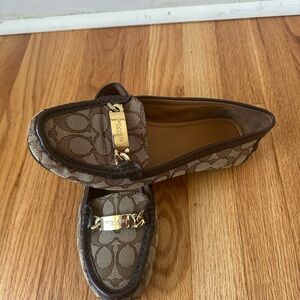 Coach Signature Brown Loafers with Gold Accents